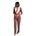 Elegant Contrast Lapel Blazer & Pant Set – European-Inspired Office Wear For Women (Black, Beige, Brown)_ecoleips.com