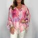 Women's Clothing Summer Floral Gradient Print Chiffon Shirt_ecoleips.com