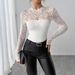 European And American Cross-border 2026 Spring New Lace Splicing Long-sleeve Slim-fit Elegant Commuter Top With Back_ecoleips.com