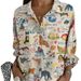 Cross-border European And American 2025 New Product Long-sleeve Cardigan 7 Buttons, Hawaiian Style Women's Loose-fitting_ecoleips.com