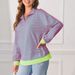 . 2024 European And American Cross-Border Trade Autumn Winter New Striped Crewneck Color-Block Loose Long Sleeve_ecoleips.com