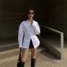 Women's Slim Fit Long Sleeved Shirt Solid Color Fitted Waist Unique Design mid Length Spring/Summer New Style_ecoleips.com