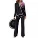 Aria Basics Aria Basics 2023 Summer European American 3D Digital Print Women's V-Neck Asymmetrical Fashion Casual Shirt And Pants Set_ecoleips.com