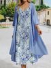 2025 Summer New EU-US Autumn Women's Casual Loose Long 2-piece Set - Printed Round Neck Dress Knitted Coat_ecoleips.com