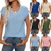 Breathable V-Neck Knit Top, Chunky Crochet Summer Sweater For Women, Lightweight Loose Fit Blouse_ecoleips.com
