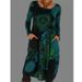 Bohemian Print Long Sleeve Maxi Dress – Ethnic Floral Pattern, Loose Fit, Round Neck, Plus Size Available_ecoleips.com