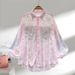 Chic Women's Luxury Inspired Sophisticated Heavily Embroidered Beaded Sequined Lantern Sleeve Loose Fitting Long Sleeve Blouse Outerwear_ecoleips.com
