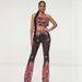 Women's Fashion Super Design Sense Unique Print Tube Top Tight See-through Lace Flared Pants_ecoleips.com
