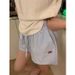 Original Striped Fabric Vertical Stripes Drawstring Letter Embroidery Wide Leg Shorts Women Summer Loose Slim Casual Pants_ecoleips.com