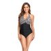 Women's Clothing One Piece Swimsuit Solid Color Printing Tight Conservative Swimsuit_ecoleips.com