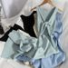 Women's Clothing Hollow Sexy Slim Hip Hugging Skirt Slit Knitted Long Skirt Summer Solid Color Sleeveless Dress_ecoleips.com