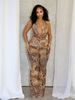 New Leopard Print Slim Sexy Hot Girl Lace Up Halter Neck Backless Top Trousers Suit_ecoleips.com