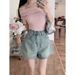 Floral Embroidery Pocket Wide-Leg Denim Short For Women Summer New Deign Sene Niche Girl High-Wait Slimming Hot_ecoleips.com