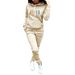 Women's European American Style Letter Print Hooded Casual Sweatshirt Tracksuit Fleece Lined Thickened Comfortable Fit_ecoleips.com