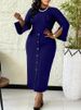 K Women's Plus Size Fashionable Round Neck Dress With Hip Hugging And Elegant Temperament_ecoleips.com