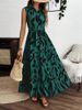 Women's Clothing Temperament Printed Long Sleeved Dress_ecoleips.com