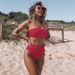 High Waisted Sexy Chest Strap Bikini Solid Color Split Design European American Style Cross Border Foreign Trade Swimsuit for Women XL016_ecoleips.com