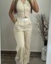 Women's Clothing Hot Girl Outerwear Vest Contrast Color High Waist Wide Leg Trousers Casual Suit_ecoleips.com