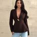 Slim Fit Women's Cardigan Blazer Elegant Fashion Top American Style Black White Long Sleeve Polyester_ecoleips.com