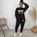 Women's Clothing Fleece Lined Two Piece Set American Style Round Neck Casual Printed Sweatshirt Outfit_ecoleips.com