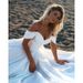 Elegant Off-The-Shoulder Wedding Dress – Boho Bridal Gown With Small Train For Outdoor Ceremony, Forest Photoshoot, And Travel (Plus Size Inclusive)_ecoleips.com