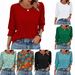 25 Colors Cross-Border European And American Women's Clothing 2025 Autumn Loose Casual Printed Three-Quarter_ecoleips.com