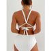 Sexy White One-Piece Swimsuit For Women V-Neck Backless Design High Waist Tummy Control Comfortable Lined Bikini Top - Perfect For Beach Vacation_ecoleips.com