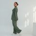 Modest Abaya Dress Premium Pleated Two-Piece Set – Modest V-Neck Top & Flowy Pants For Women (M/L/XL, 4 Elegant Colors)_ecoleips.com