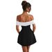 YL24465 Fall 2024 New Sexy European And American Style Elegant Slim Fit Off-Shoulder Contrast Color Dress For Women_ecoleips.com
