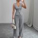 2025 Summer New European And American Cross-Border Women's Solid Color Sleeveless Slim Vest High Waist Long Pants_ecoleips.com