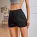 K Fashion Bead Slim Fit Sequin Solid Color Mid Waist Sexy Straight Leg Women's Shorts_ecoleips.com