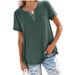 Spring/Summer New Top V-neck Short Sleeve Pocket Loose T-shirt For Women_ecoleips.com