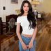 Women's Off-Shoulder Bodycon Top – Sexy Stretchy Knit Blouse With Waistband Detail (Black & White, S-M-L)_ecoleips.com
