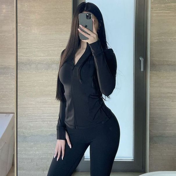 Women's Lightweight, Tight-fitting, Quick-drying Long-sleeve Fitness Jacket For Running, Pilates, And Yoga Training_ecoleips.com