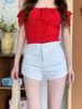 Light Blue Denim Ultra-short Shorts For Women, Summer Vintage High-waisted Casual Straight Pants, Sexy Tight-fitting_ecoleips.com