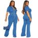 Women's Slim Fit Stretch Denim Jumpsuit Washed Wide Leg Pants_ecoleips.com