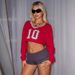 Retro American Street Style Women's V Neck Hoodie Pullover Cropped Top Unique Ins Style European And American Cross Border Wholesale Clothing_ecoleips.com