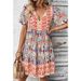 In-stock European American Cross-border 2025 Summer New Printed V-neck For Women, Loose-fitting And Figure-flattering_ecoleips.com