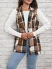 Women's tops fashion lapel single-breasted suit vest plaid jacket_ecoleips.com