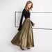 Women's Clothing Spring and Summer New Pleated Skirt Long Skirt Large Size High Waist Large Swing Golden Beach Skirt Women_ecoleips.com