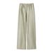 Women's Solid Color Satin Trousers American Style Comfortable Mid Waist Straight Leg Casual Fashion Spring Summer_ecoleips.com