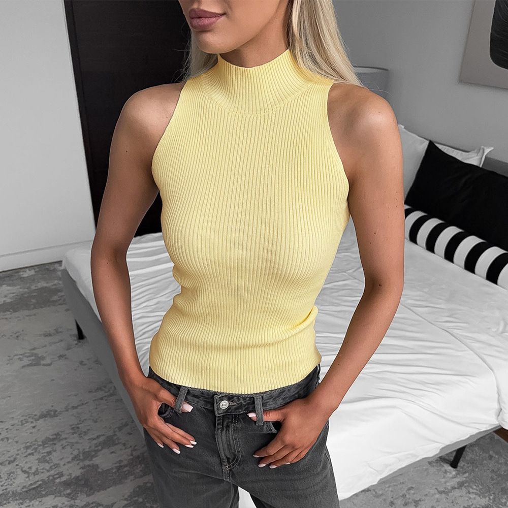 Aria Basics Aria Basics Cross-border Vest, European And American 2026 Summer New Style, Feminine Half-high Collar, Slim-fit, Figure-flattering_ecoleips.com