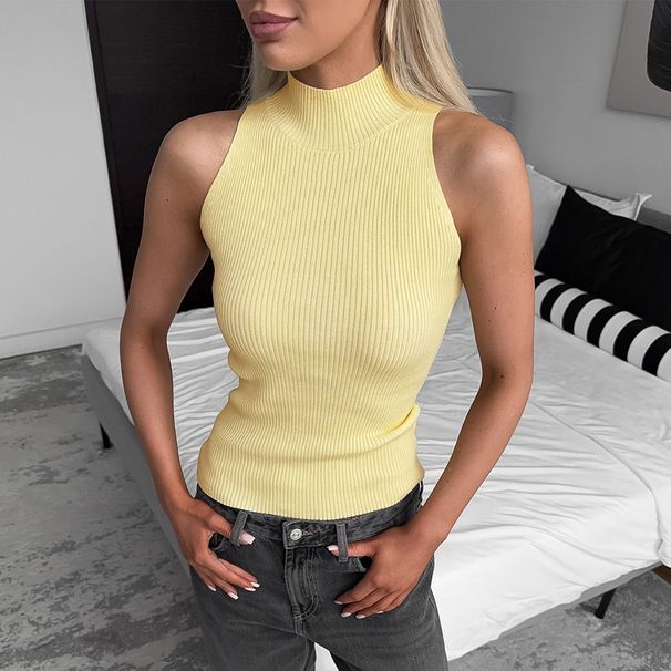 Aria Basics Aria Basics Cross-border Vest, European And American 2026 Summer New Style, Feminine Half-high Collar, Slim-fit, Figure-flattering_ecoleips.com