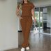 Women's Casual Lounge Set Pure Color Short Sleeve Top And Straight Leg Pants Two-Piece Outfit Comfortable Daily Wear_ecoleips.com