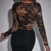 Cross-border Retro-style Floral Lace Square-neck Underwire Sheer Long-sleeve Bodysuit For Women A1331_ecoleips.com