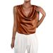 Women's Clothing Women's Satin Shirt Women's Spring And Summer Draped Sleeveless Satin Silk Shirt Top_ecoleips.com
