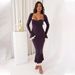 Women's Sexy Long Sleeve Cape Spaghetti Strap Strapless Slim Fit Dress_ecoleips.com