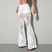 cross-border 2026 New Lace Bell-bottom Pants For Women, Sexy Sheer Micro-flare Trousers In European And American_ecoleips.com