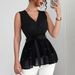 Women's Clothing Women's New Lace Up Beaded V Neck Sleeveless Vest Top_ecoleips.com