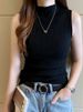 AOSSVIAO 2026 Women Knitted Tank Tops Women Thin Tops Basic Casual Tank Tops Half Neck Tees Sleeveless Tops For Women_ecoleips.com